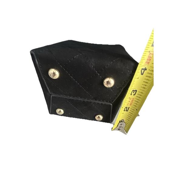 Quilted Mini Drawstring Shoulder Bag Black Pouch Gold Chain Crossbody - Picture 15 of 16